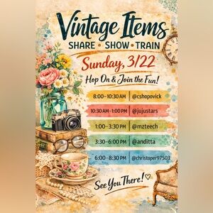 🚂 Vintage Share Show Train!  Sunday 3/22  3:30pm-6pm EST